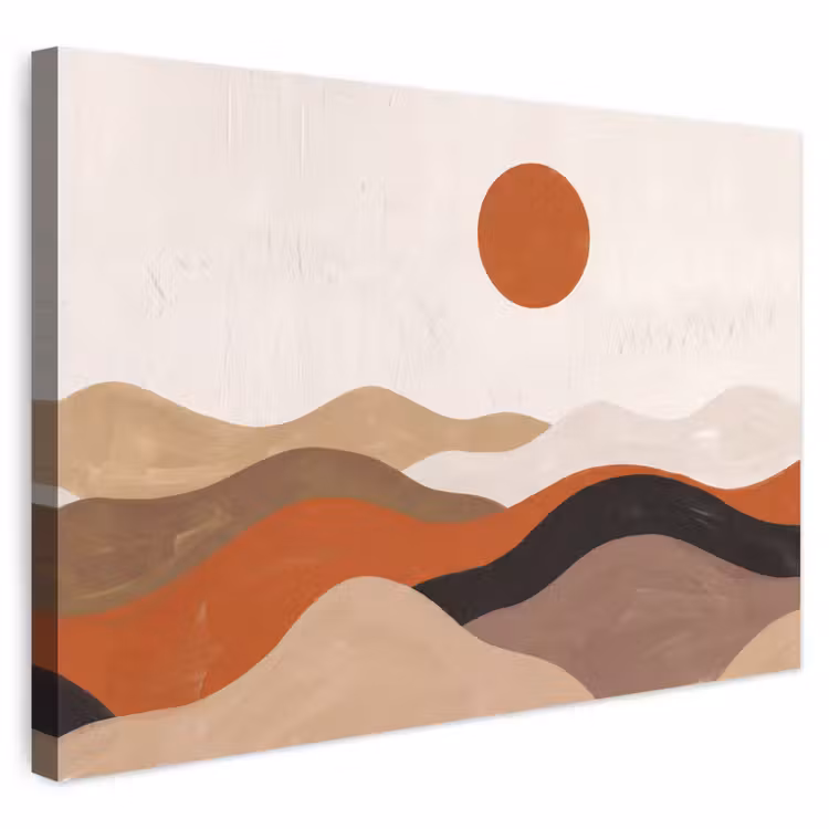 Buiten canvas - Landschap - Heuvels - Zon - Abstract - Oranje — 1