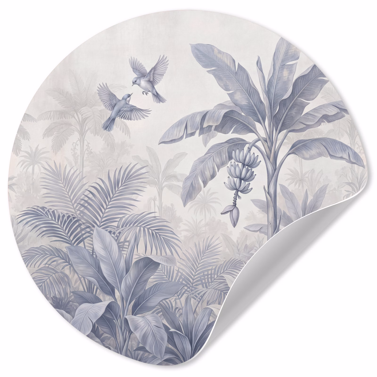 Behangcirkel - Natuur - Vogel - Jungle - Illustratie - Blauw — 1