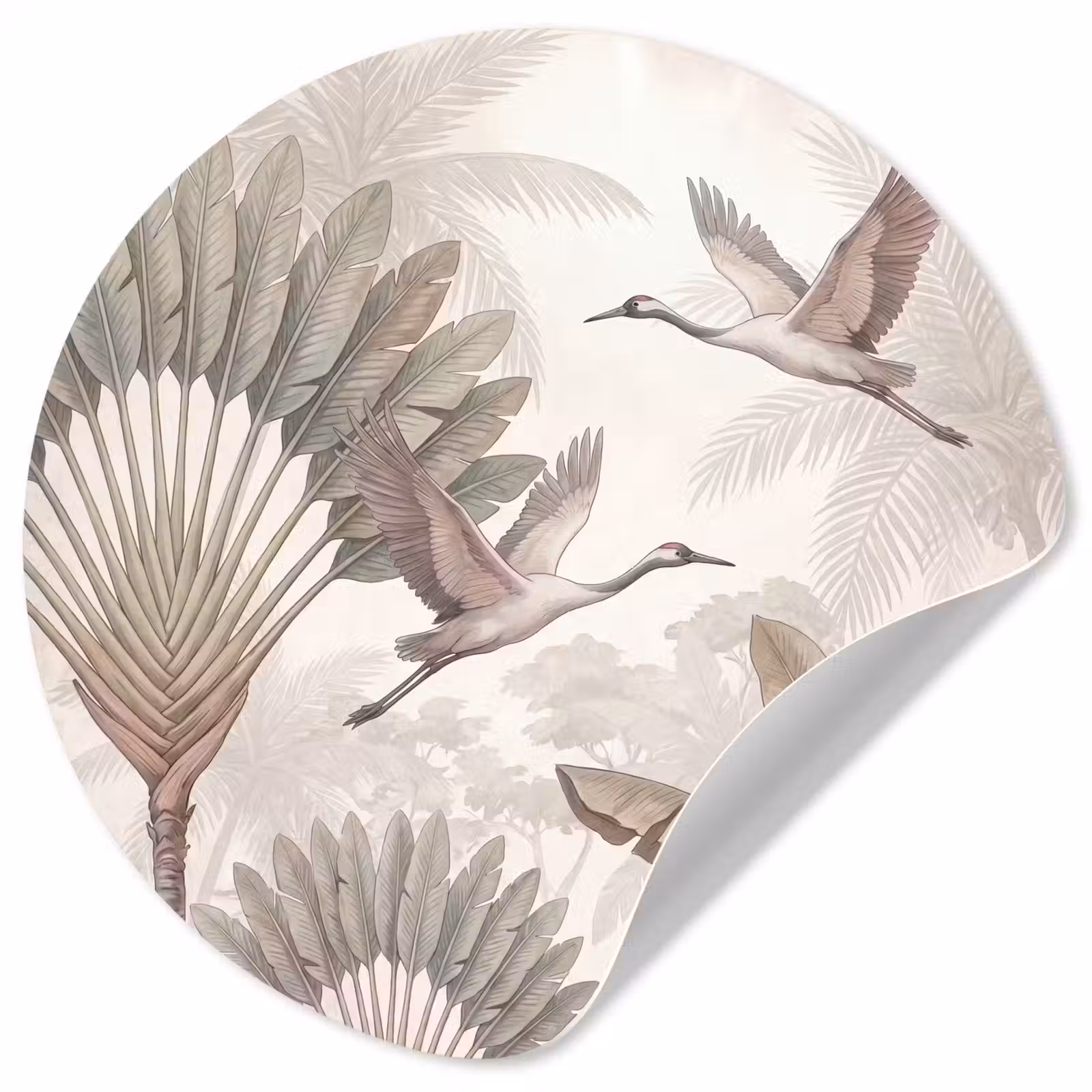 Behangcirkel - Vogel - Tropisch - Jungle - Natuur - Beige — 1