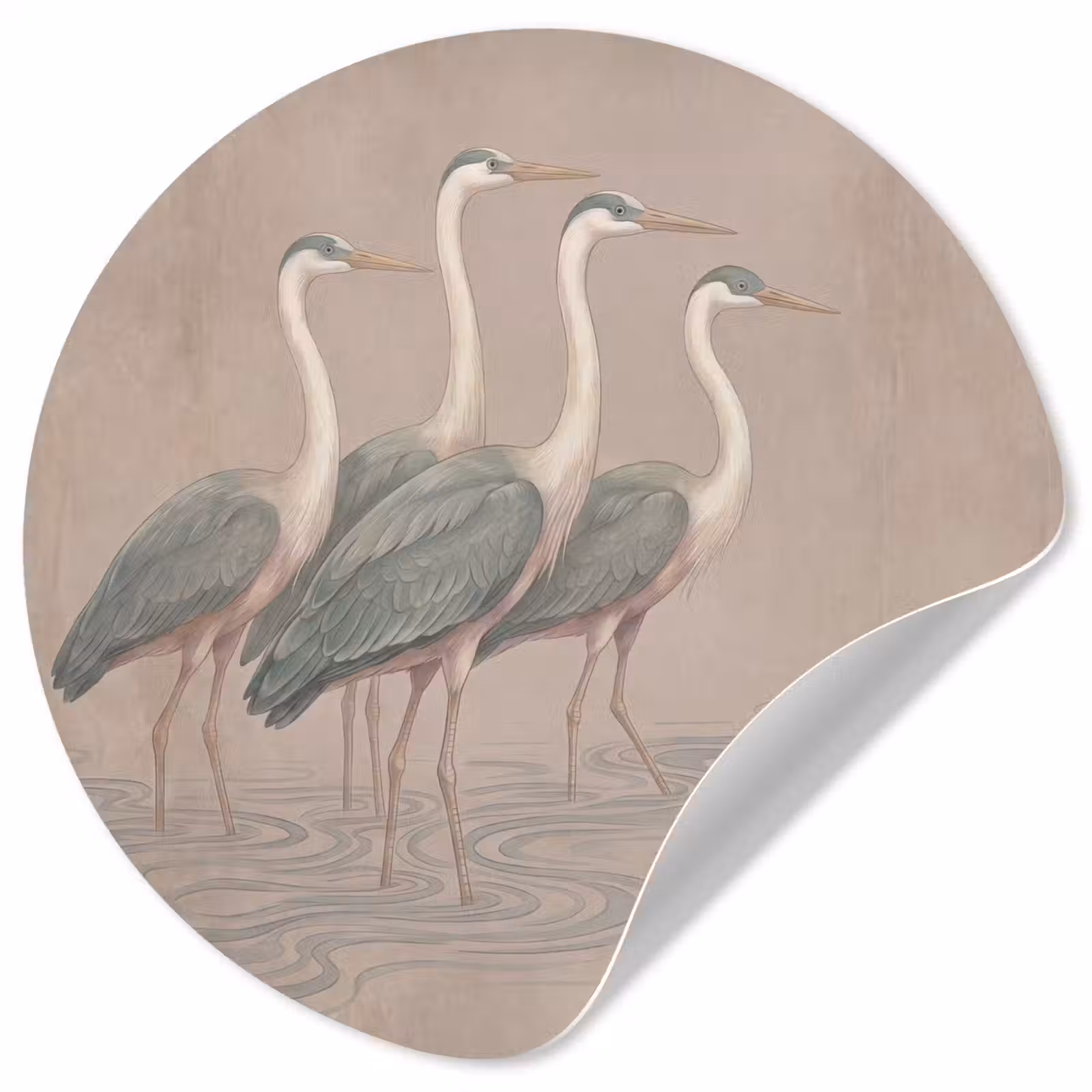 Behangcirkel - Vogel - Water - Natuur - Vintage — 1