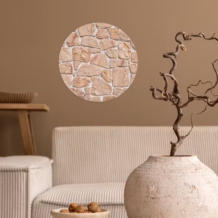 Behangcirkel - Muur - Steen - Patroon - Rustiek - Beige — 2
