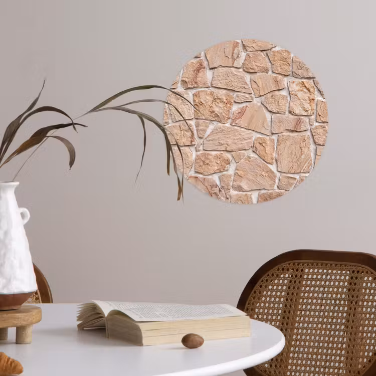 Behangcirkel - Muur - Steen - Patroon - Rustiek - Beige — 4
