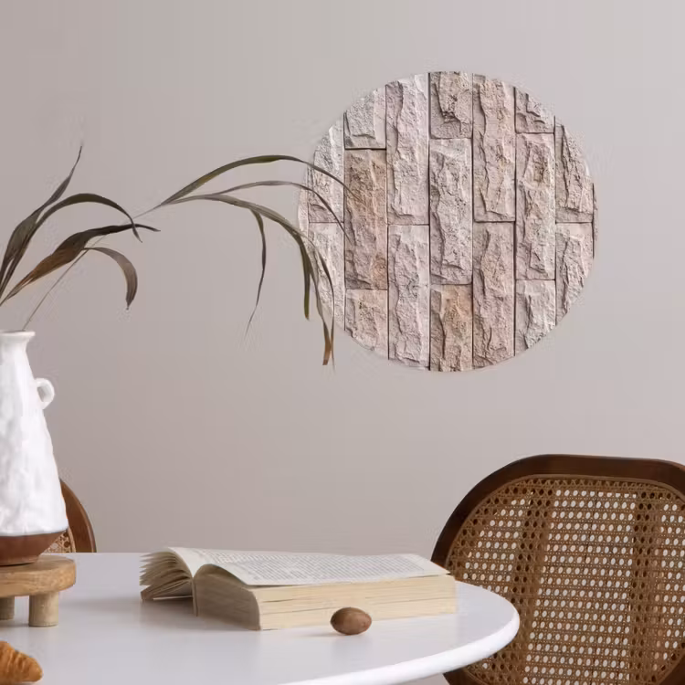 Behangcirkel - Muur - Steen - Ruw - Beige - Textuur — 4