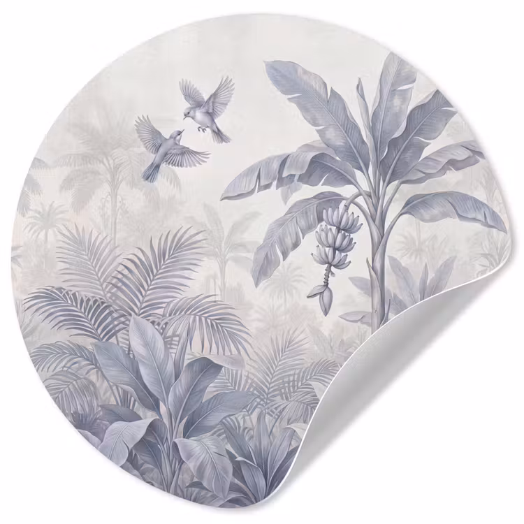 Behangcirkel - Natuur - Vogel - Jungle - Illustratie - Blauw — 1