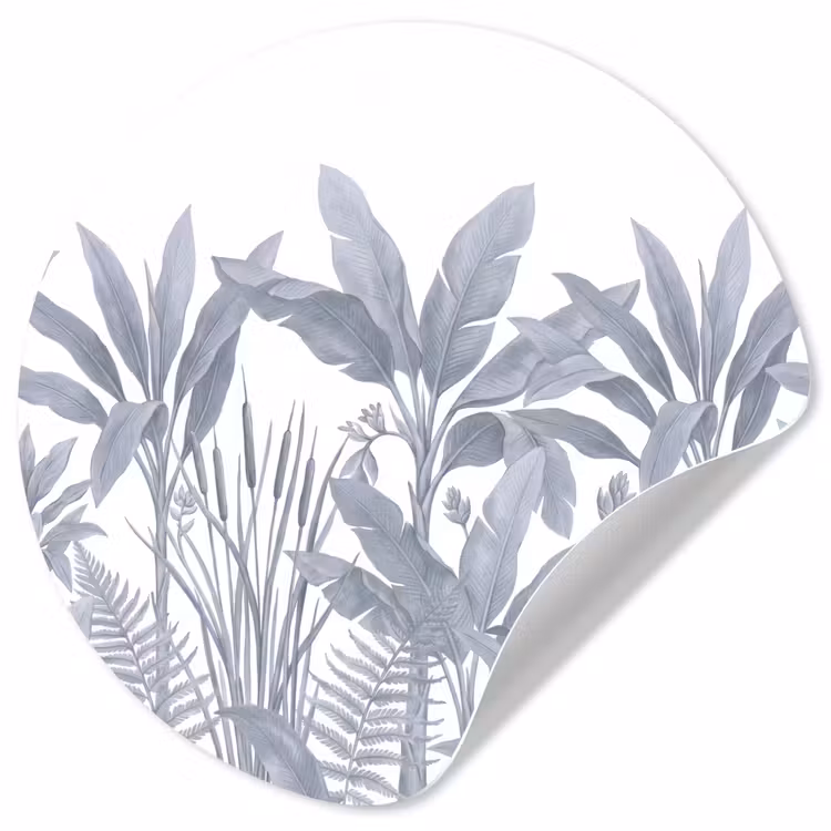 Behangcirkel - Planten - Bladeren - Natuur - Grijs — 1