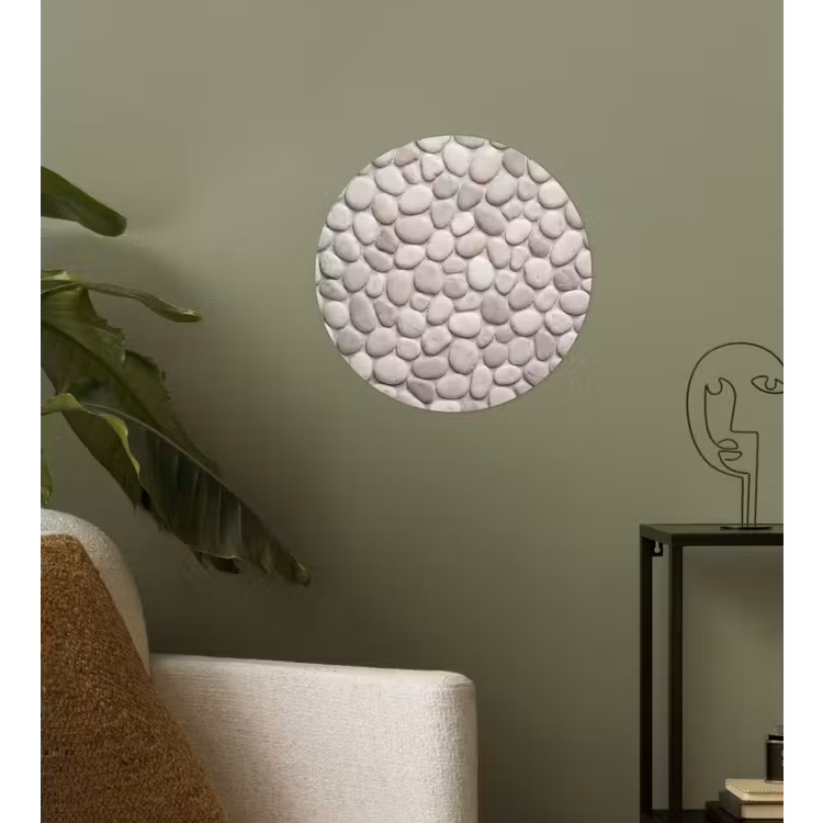 Behangcirkel - Steen - Kiezel - Natuur - Minimalistisch - Beige — 3
