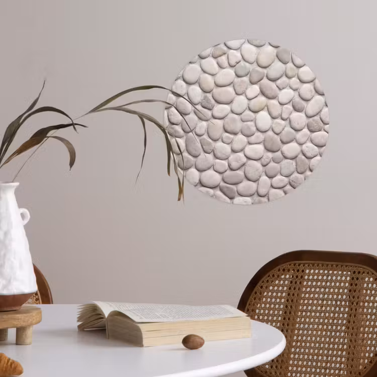 Behangcirkel - Steen - Kiezel - Natuur - Minimalistisch - Beige — 4