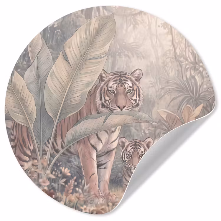 Behangcirkel - Tijger - Welp - Jungle - Illustratie - Dieren — 1