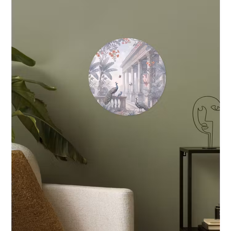 Behangcirkel - Vogel - Pauw - Architectuur - Klassiek - Groen — 3