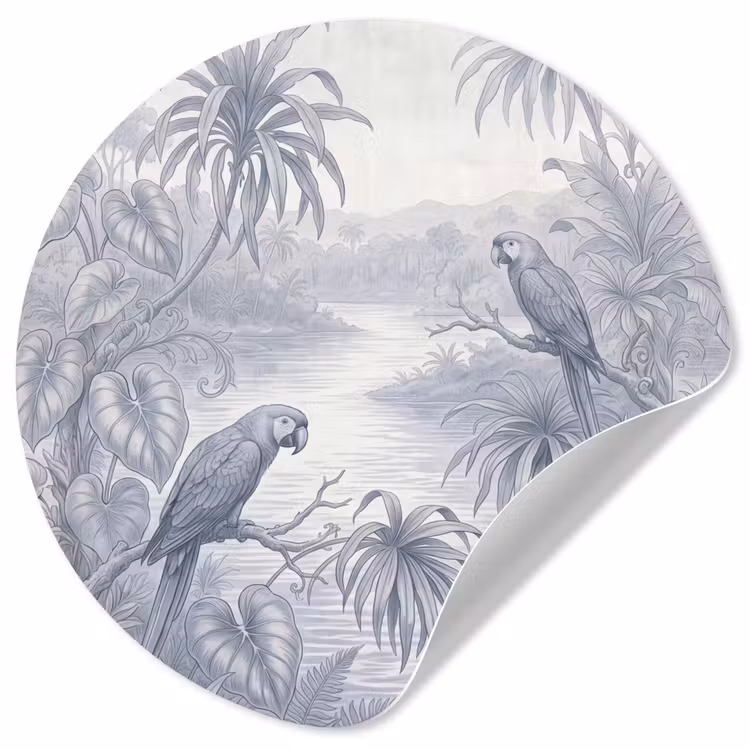 Behangcirkel - Vogel - Rivier - Tropisch - Illustratie - Blauw — 1