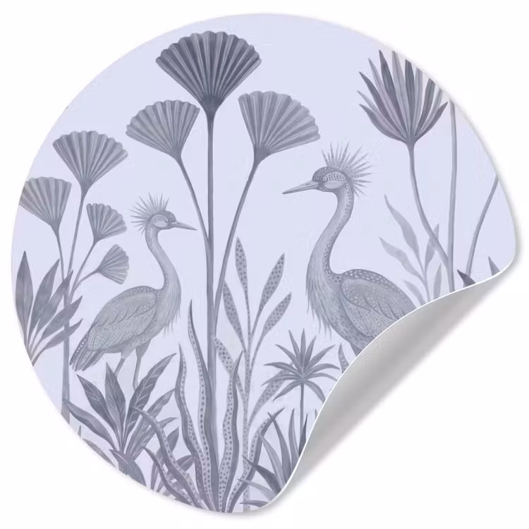 Behangcirkel - Vogel - Tropisch - Illustratie - Blauwgrijs - Natuur — 1