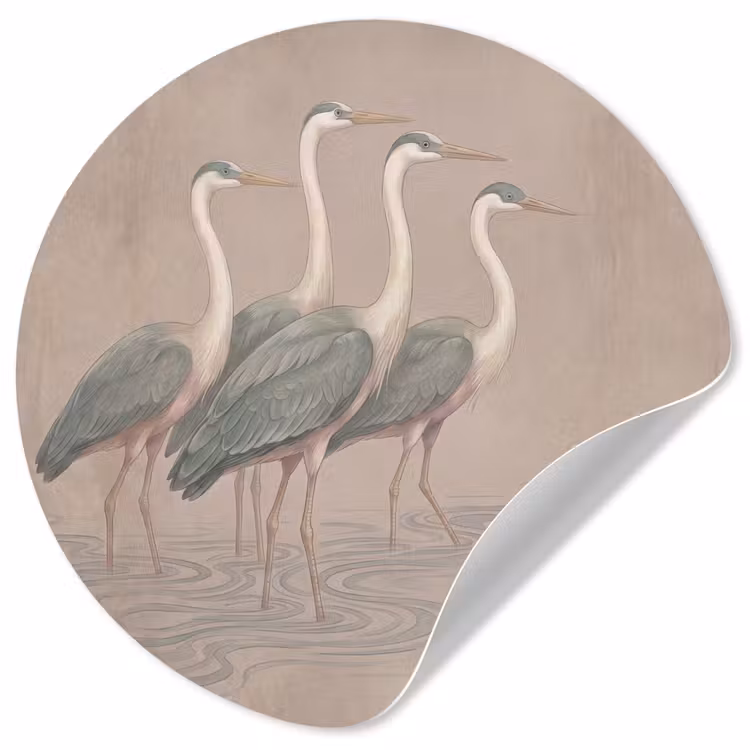 Behangcirkel - Vogel - Water - Natuur - Vintage — 1