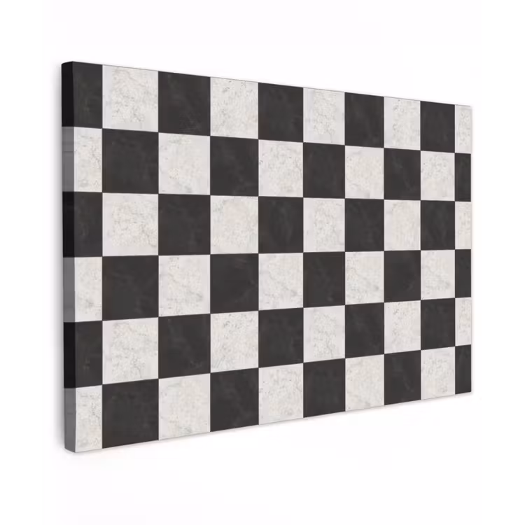 Buiten canvas - Dambord - Marmer - Zwart - Wit — 1