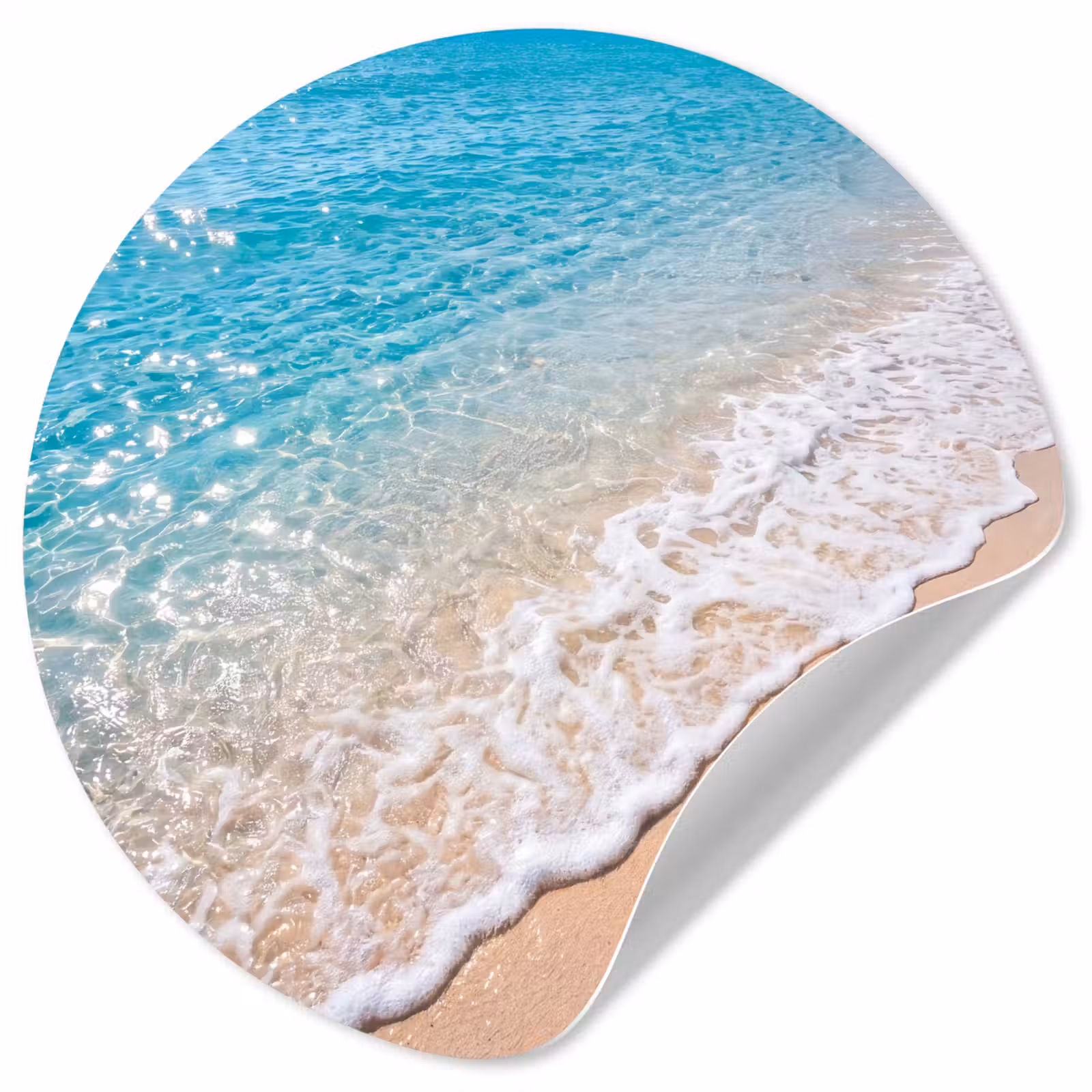 Behangcirkel - Strand - Water - Natuur - Blauw - Beige — 1