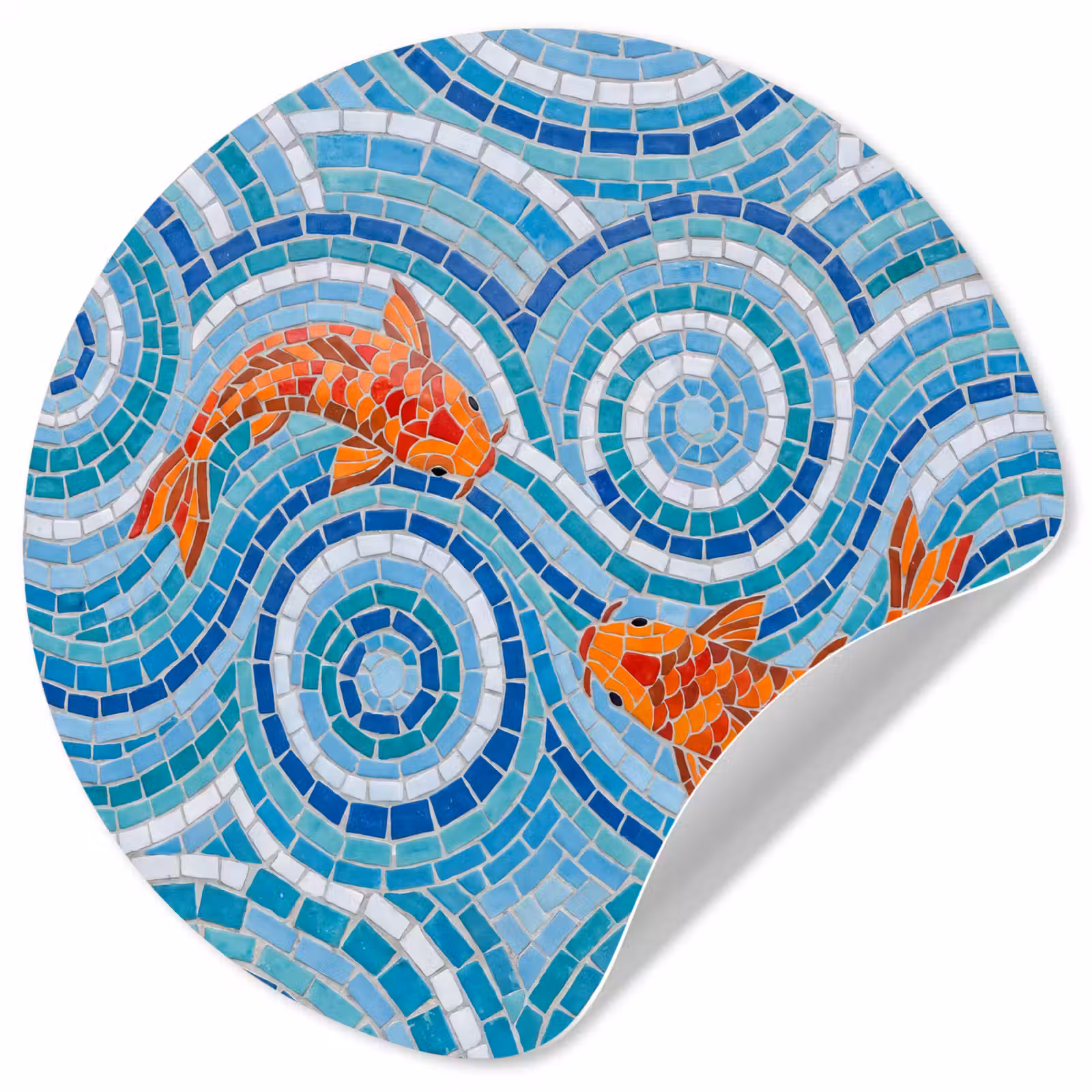 Behangcirkel - Vis - Mozaïek - Water - Decoratief - Blauw — 1