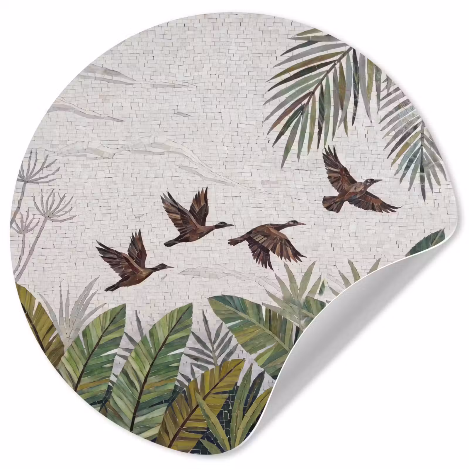 Behangcirkel - Vogel - Vliegend - Tropisch - Mozaïek - Groen — 1