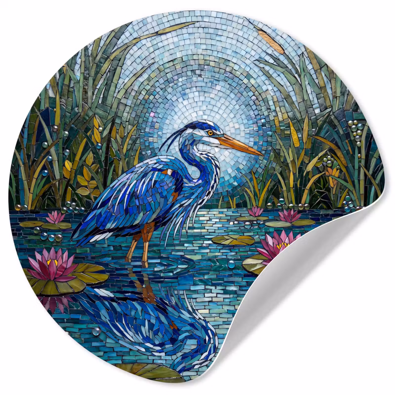 Behangcirkel - Vogel - Water - Natuur - Abstract - Blauw — 1