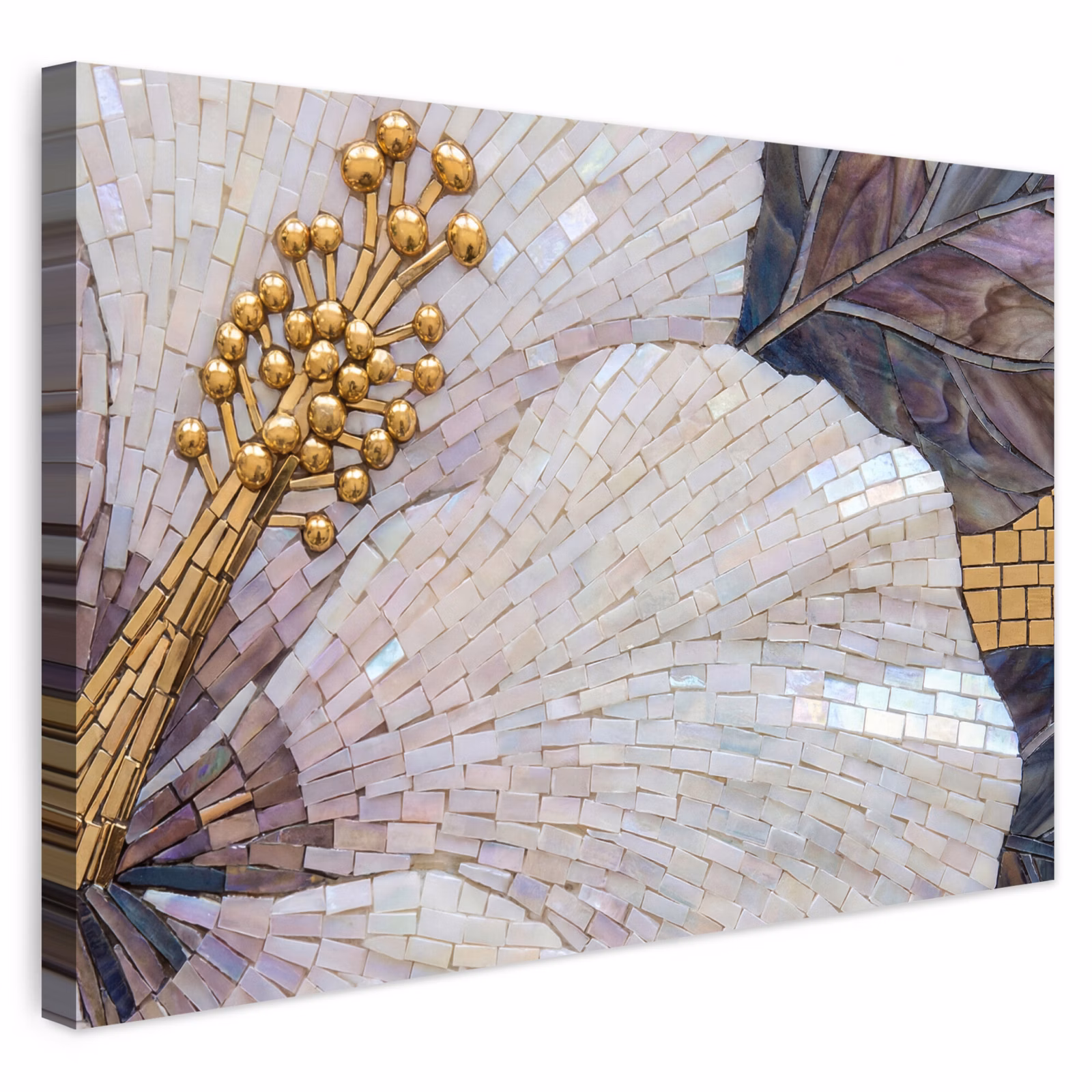 Buiten canvas - Bloemen - Mozaïek - Kunst - Modern - Goud — 1