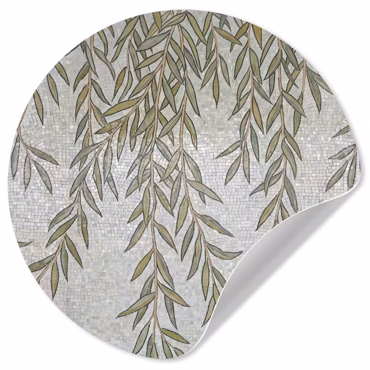 Behangcirkel - Planten - Mozaïek - Patroon - Groen - Blauw — 1