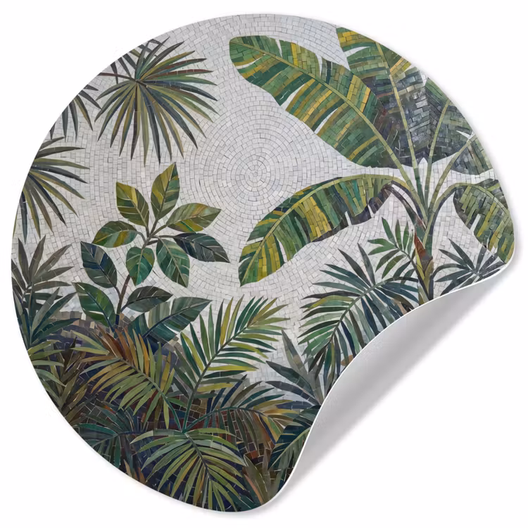 Behangcirkel - Planten - Tropisch - Mozaïek - Groen - Natuur — 1
