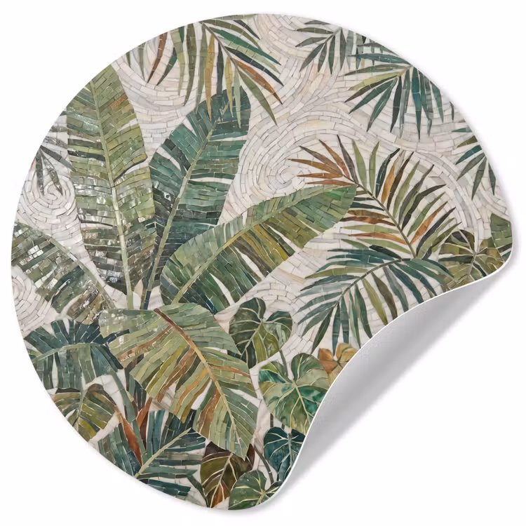 Behangcirkel - Planten - Tropisch - Mozaïek - Natuur - Groen — 1