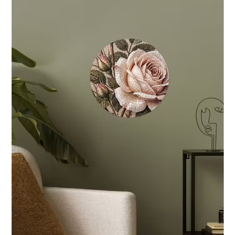 Behangcirkel - Roos - Mozaïek - Bloemen - Klassiek - Beige — 3