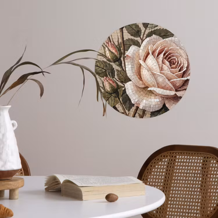 Behangcirkel - Roos - Mozaïek - Bloemen - Klassiek - Beige — 4