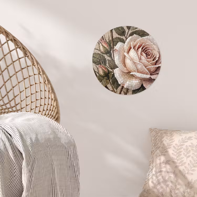 Behangcirkel - Roos - Mozaïek - Bloemen - Klassiek - Beige — 5