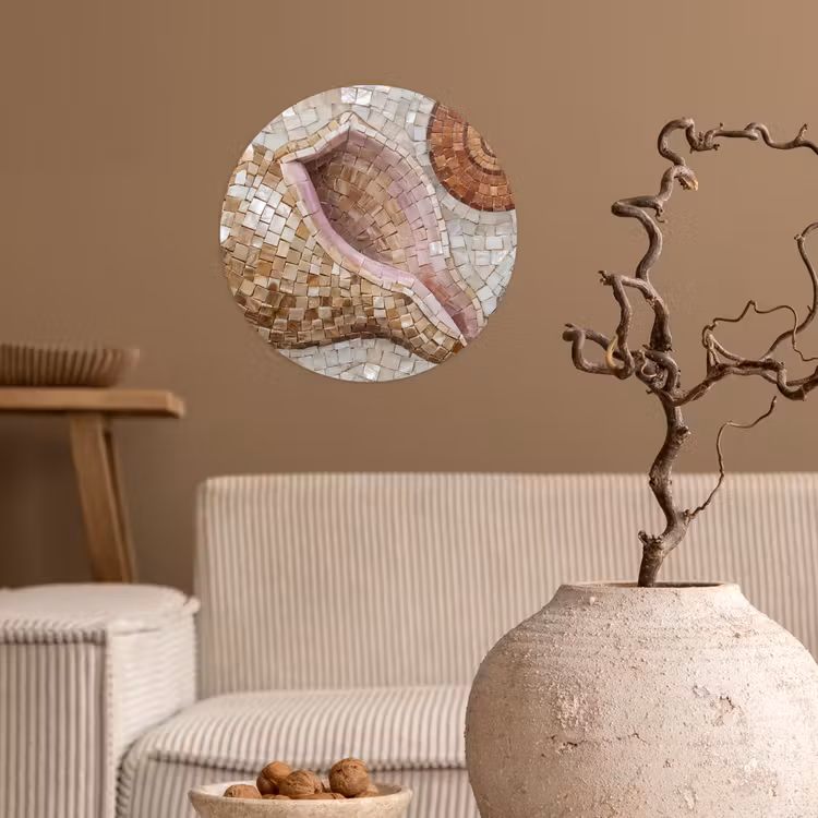 Behangcirkel - Schelp - Mozaïek - Zee - Beige - Modern — 2