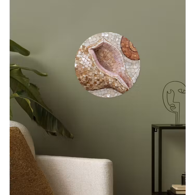 Behangcirkel - Schelp - Mozaïek - Zee - Beige - Modern — 3