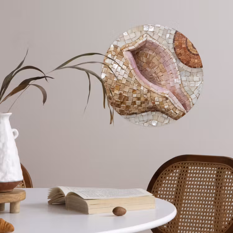 Behangcirkel - Schelp - Mozaïek - Zee - Beige - Modern — 4