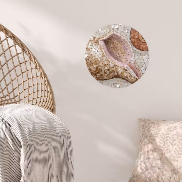 Behangcirkel - Schelp - Mozaïek - Zee - Beige - Modern — 5