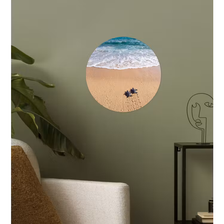 Behangcirkel - Schildpad - Jong - Strand - Oceaan - Blauw — 3