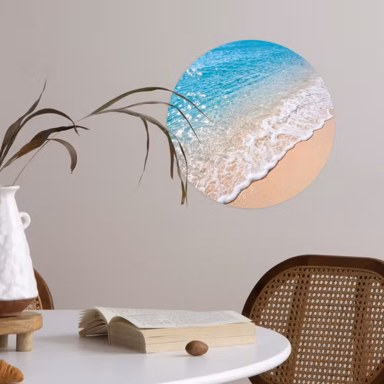 Behangcirkel - Strand - Water - Natuur - Blauw - Beige — 4
