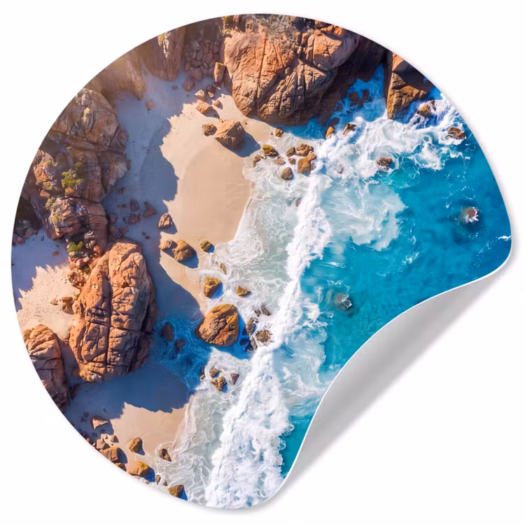 Behangcirkel - Strand - Zee - Rotsen - Natuur - Blauw — 1