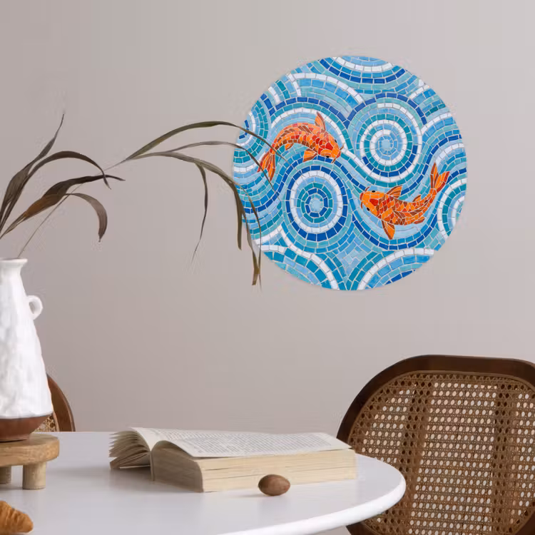 Behangcirkel - Vis - Mozaïek - Water - Decoratief - Blauw — 4