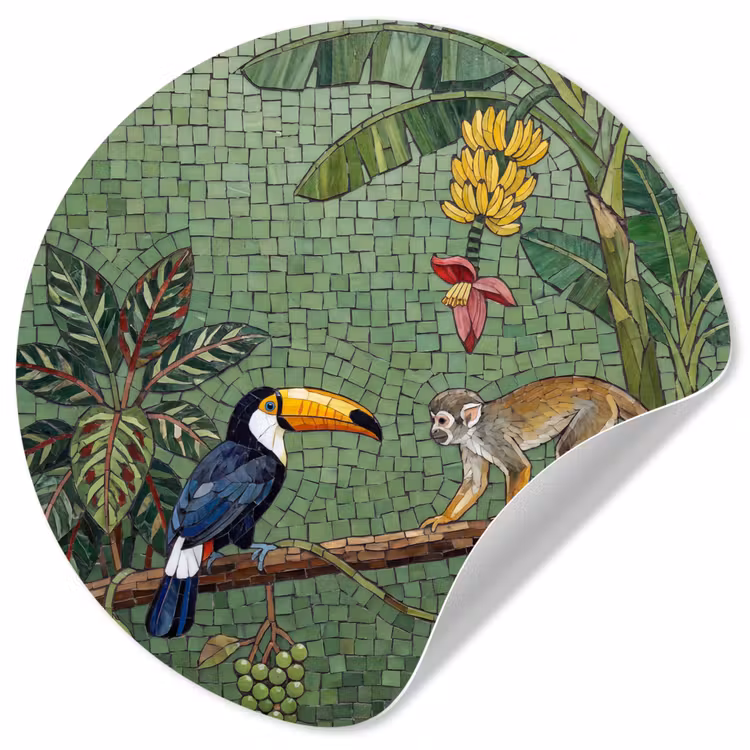 Behangcirkel - Vogel - Dier - Jungle - Mozaïek - Natuur — 1