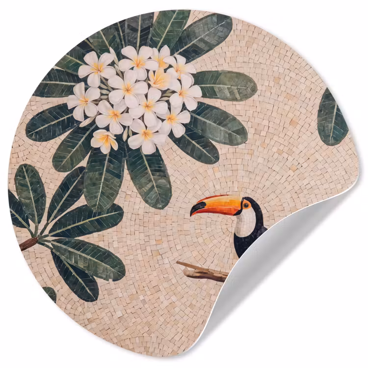 Behangcirkel - Vogel - Mozaïek - Tropisch - Natuur - Kleurrijk — 1