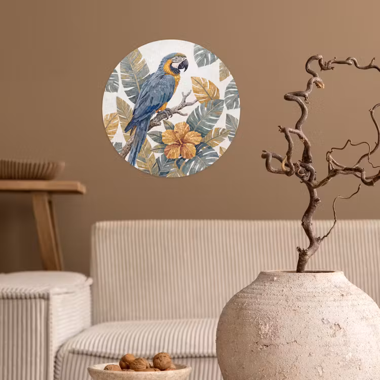 Behangcirkel - Vogel - Tak - Natuur - Mozaïek - Blauw — 2
