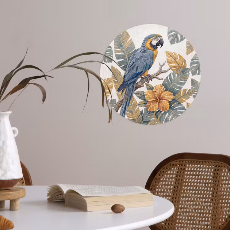 Behangcirkel - Vogel - Tak - Natuur - Mozaïek - Blauw — 4