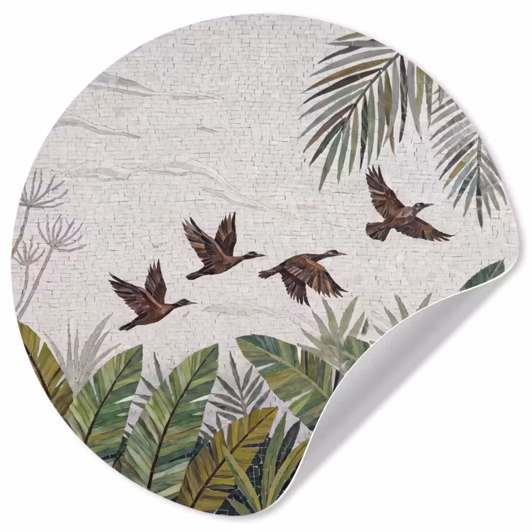 Behangcirkel - Vogel - Vliegend - Tropisch - Mozaïek - Groen — 1