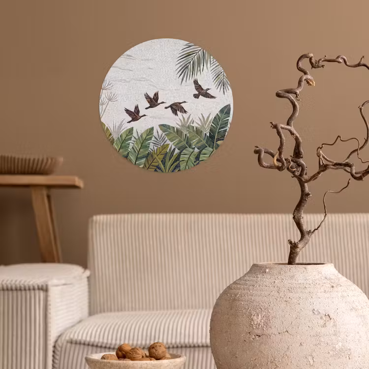 Behangcirkel - Vogel - Vliegend - Tropisch - Mozaïek - Groen — 2