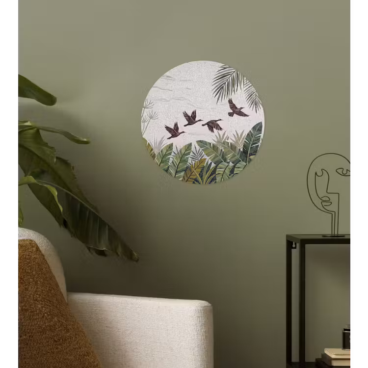 Behangcirkel - Vogel - Vliegend - Tropisch - Mozaïek - Groen — 3