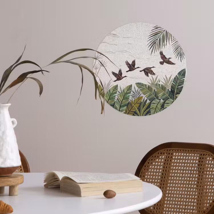 Behangcirkel - Vogel - Vliegend - Tropisch - Mozaïek - Groen — 4