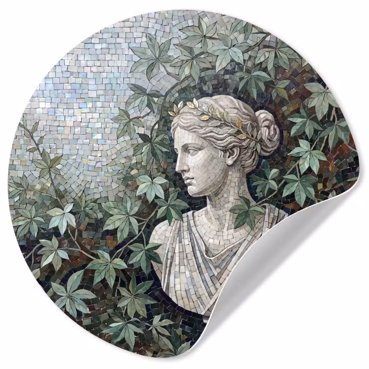 Behangcirkel - Vrouw - Klassiek - Mozaiëk - Natuur - Groen — 1