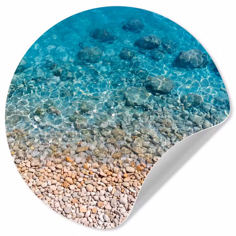 Behangcirkel - Water - Kiezels - Natuur - Levendig - Turkoois — 1