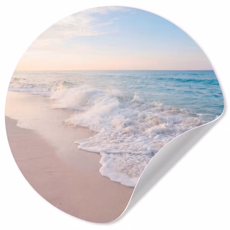 Behangcirkel - Zee - Golven - Strand - Natuur - Wit — 1
