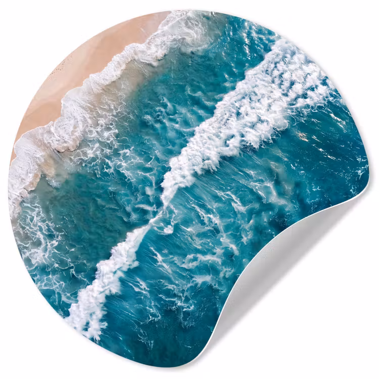 Behangcirkel - Zee - Strand - Golven - Natuur - Blauw — 1