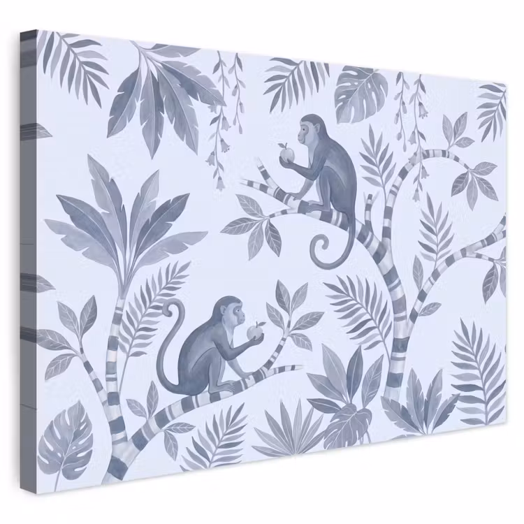 Buiten canvas - Aap - Boom - Bladeren - Jungle - Illustratie — 1