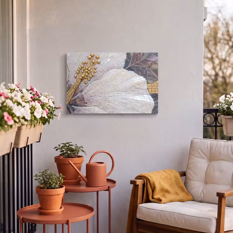 Buiten canvas - Bloemen - Mozaïek - Kunst - Modern - Goud — 4